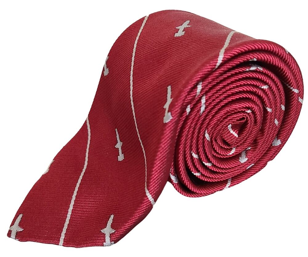 G.P. Harvale Fifth Avenue NY Red Diagonal Stripe Motif Silk Tie USA 52x3.5